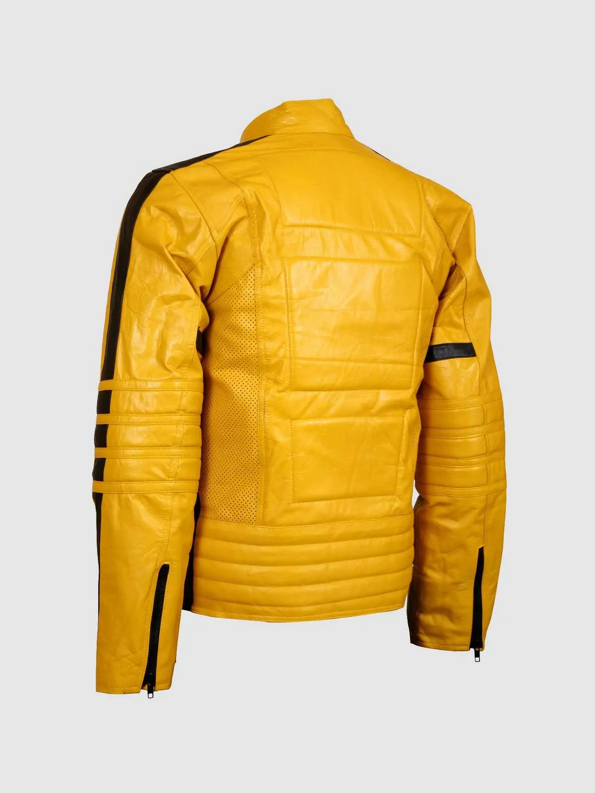 Size X-Small Yellow Leather Biker Jacket for Men