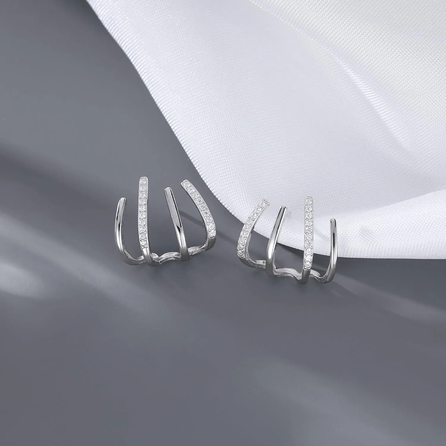 SLUYNZ Solid 925 Sterling Silver Claw Earrings Huggie for Wome Half Hoop Earrings Cuff Earrings Wrap