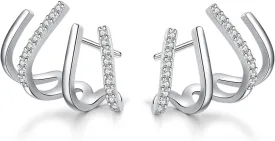 SLUYNZ Solid 925 Sterling Silver Claw Earrings Huggie for Wome Half Hoop Earrings Cuff Earrings Wrap