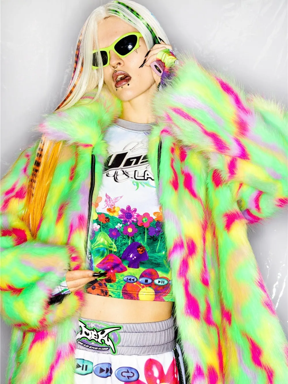 Street Loose Faux Fur Coat & Hat【s0000000233】