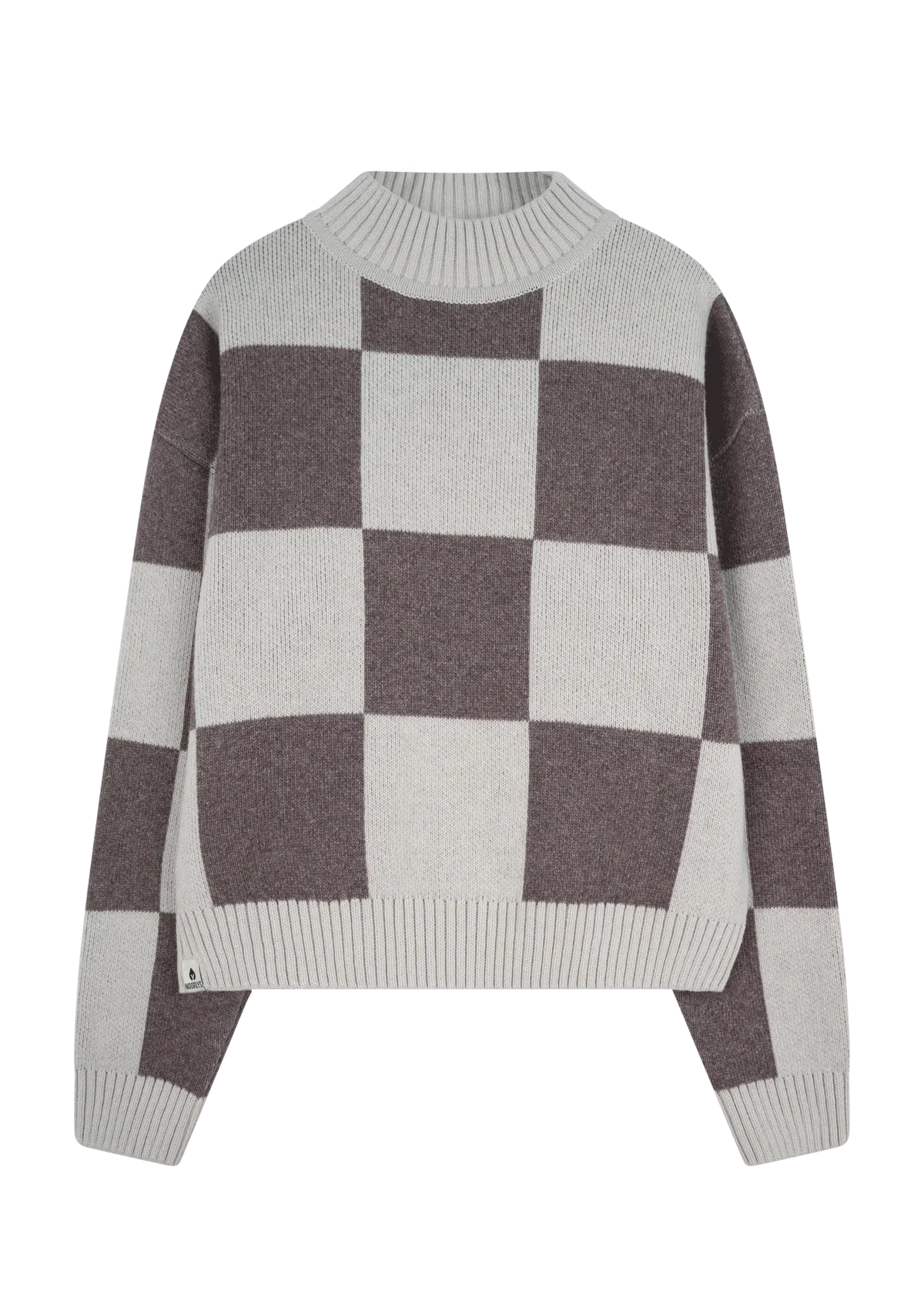 Strick-Sweater KARO OysterGrey/Schokolade