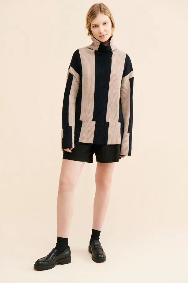 Stripe Turtleneck Pullover