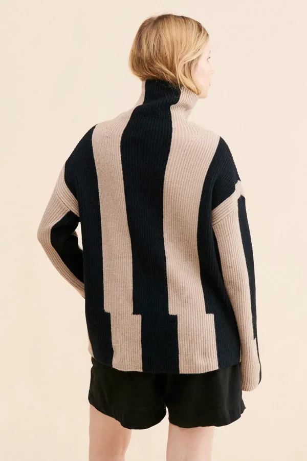 Stripe Turtleneck Pullover
