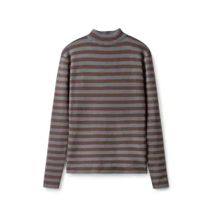 Striped Knit Turtleneck IN: Brown Heather