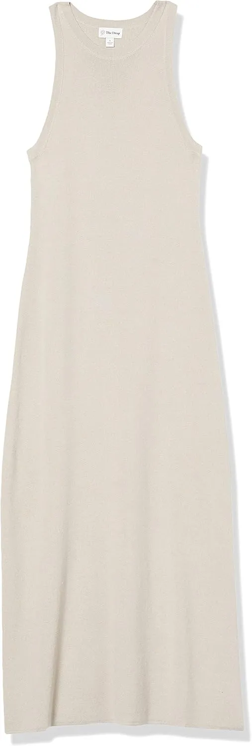 The Drop Women's Gabriela High Neck Cut-in A-line Side-Slit Maxi Sweater Dress