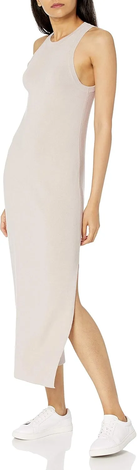 The Drop Women's Gabriela High Neck Cut-in A-line Side-Slit Maxi Sweater Dress