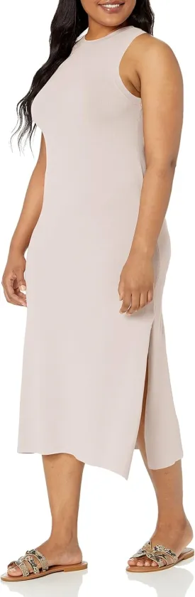 The Drop Women's Gabriela High Neck Cut-in A-line Side-Slit Maxi Sweater Dress
