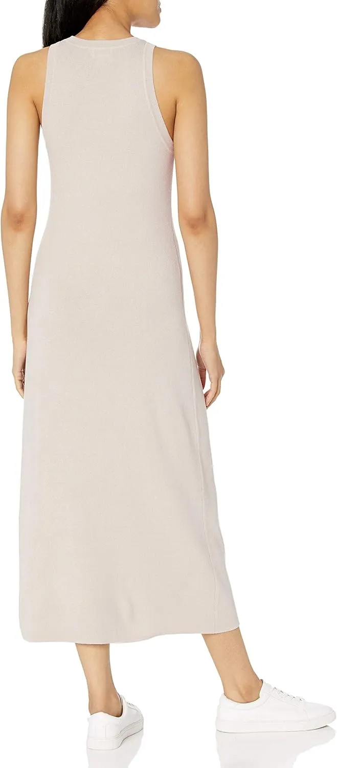 The Drop Women's Gabriela High Neck Cut-in A-line Side-Slit Maxi Sweater Dress