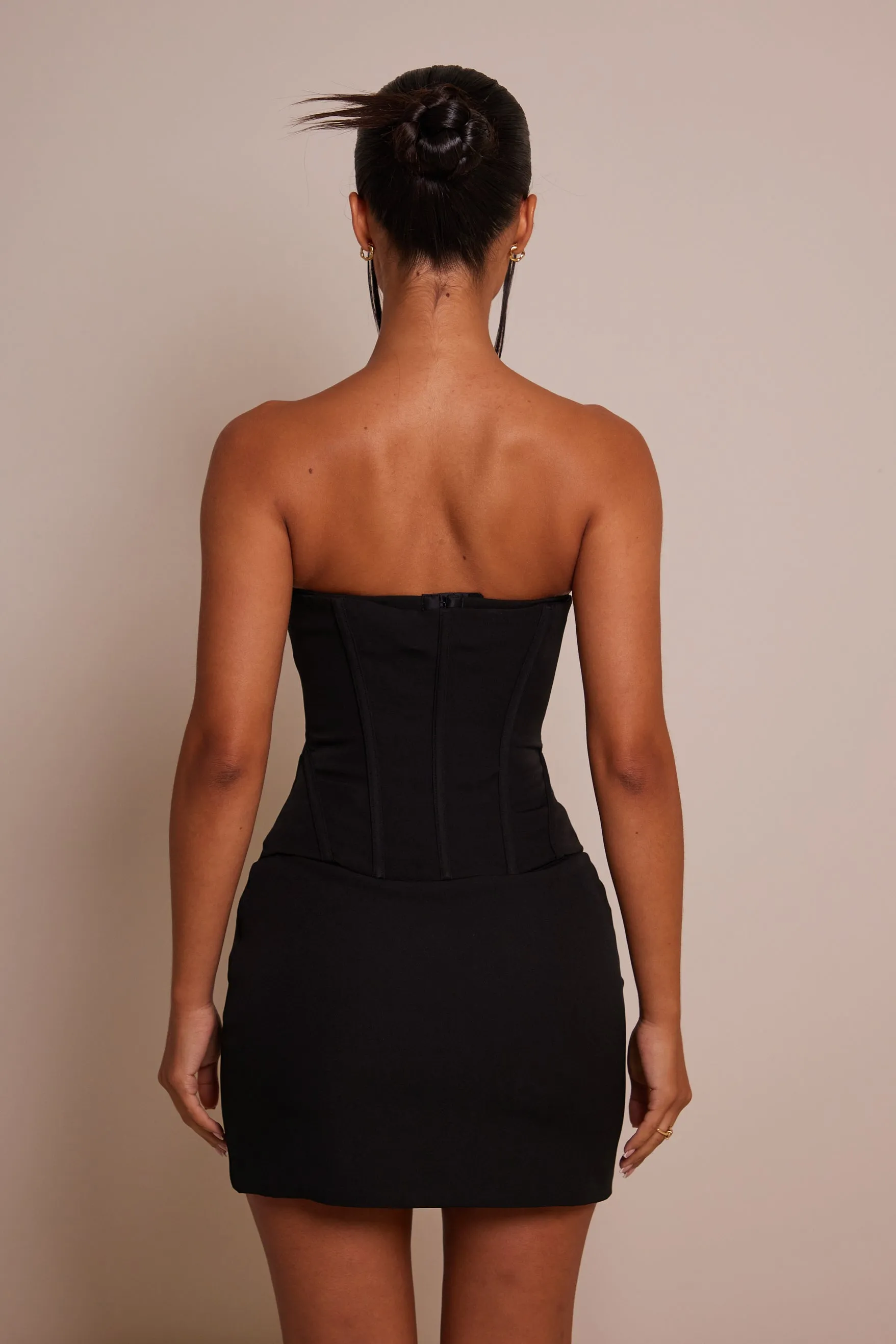 The structure cup corset set - Black