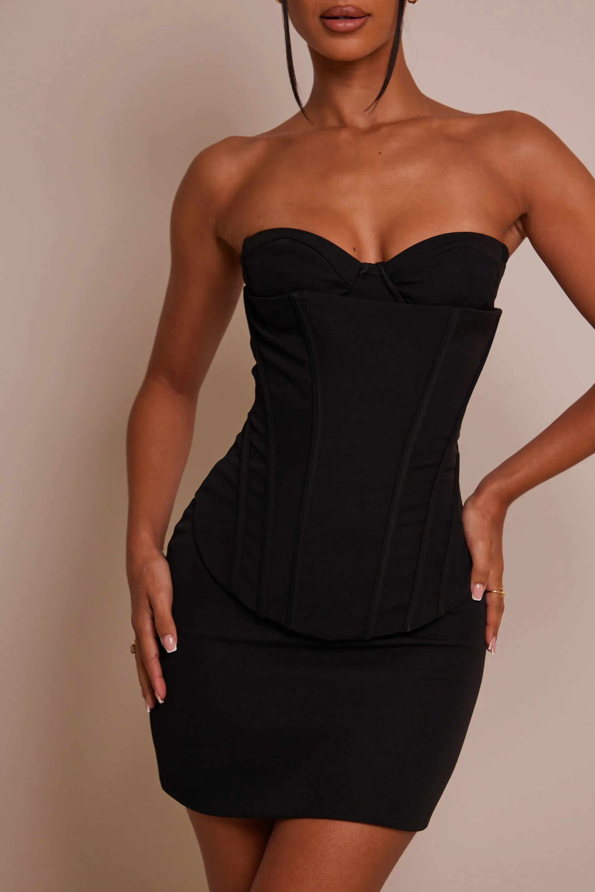 The structure cup corset set - Black