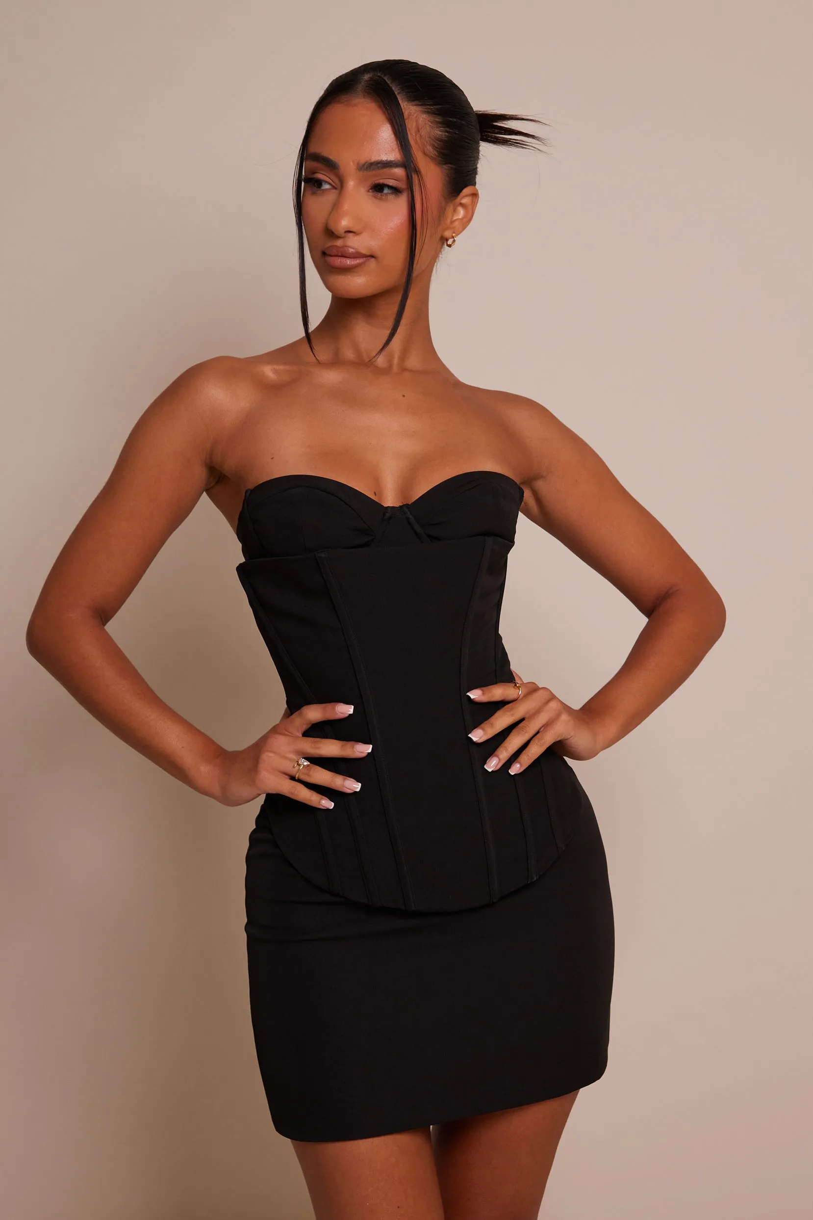 The structure cup corset set - Black