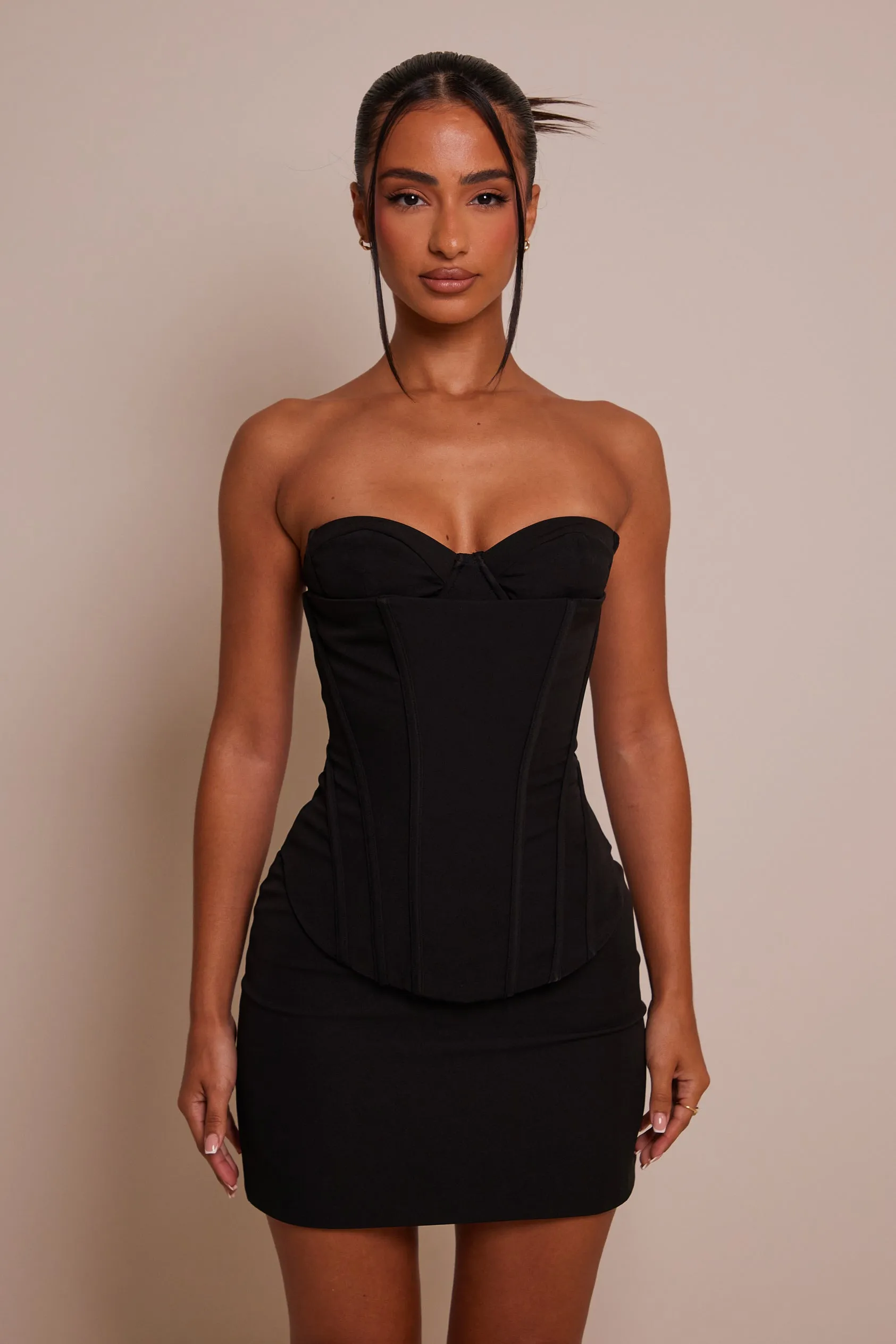 The structure cup corset set - Black