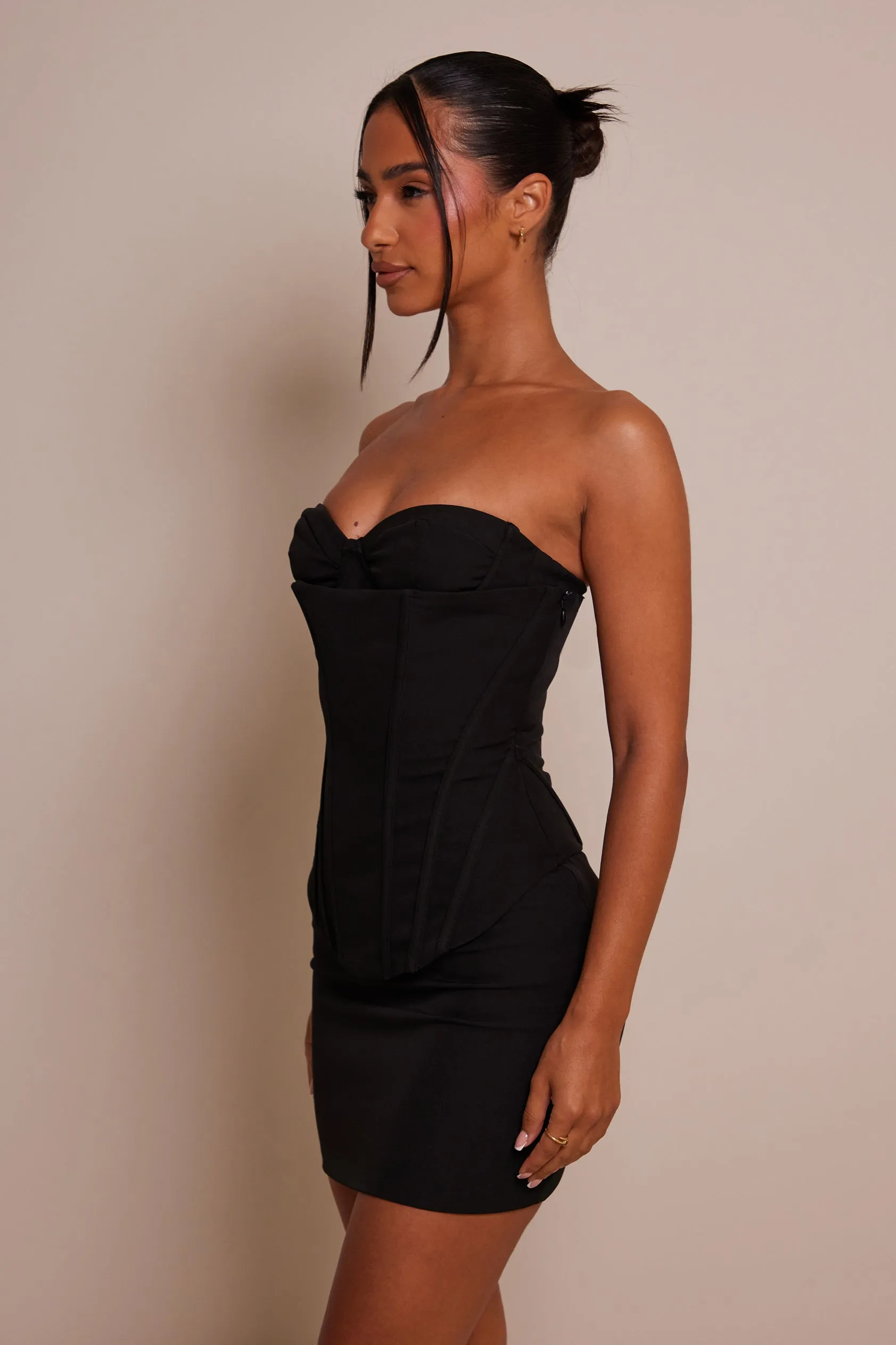 The structure cup corset set - Black