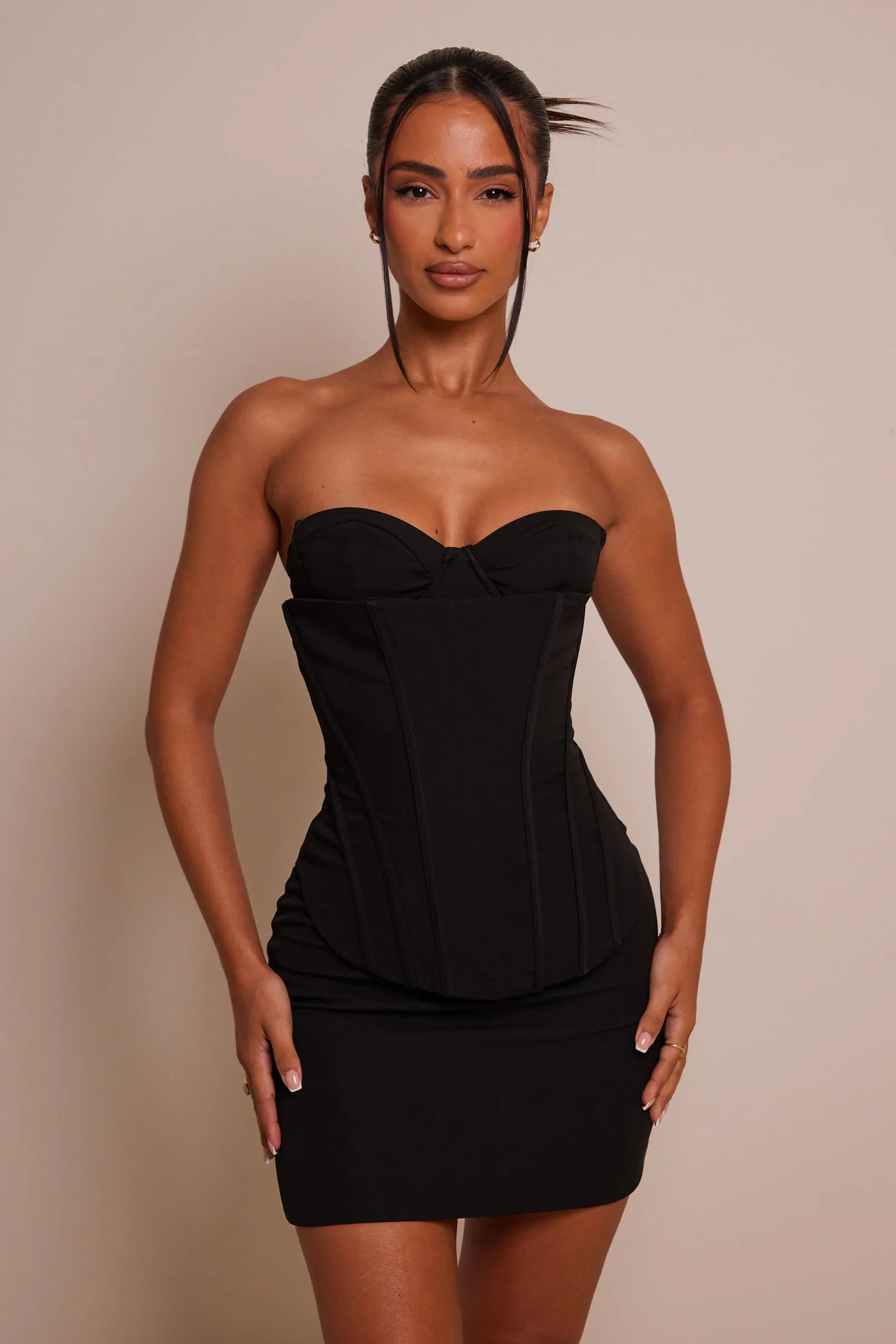 The structure cup corset set - Black