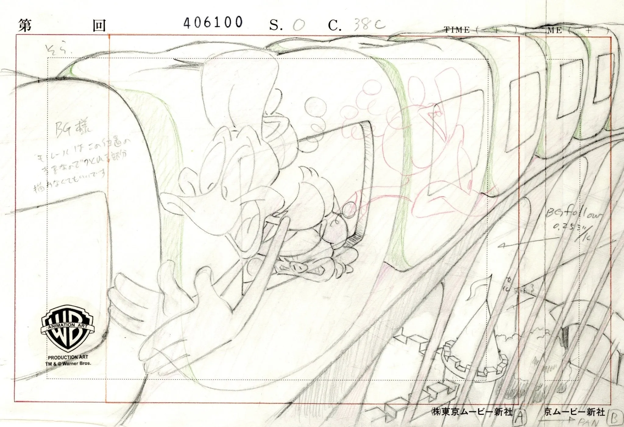 Tiny Toons Original Production Drawing: Plucky Duck and Hamton
