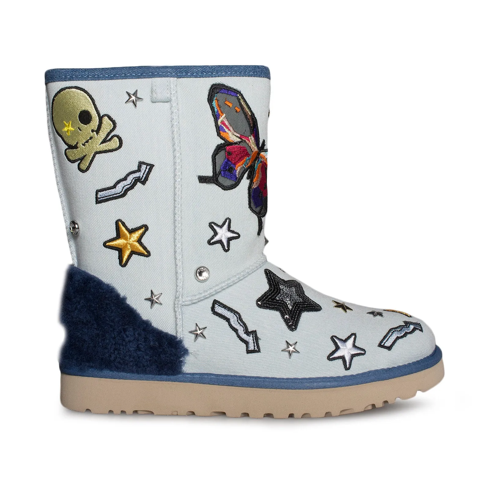 UGG Patch It Classic Short Bleach Denim Boots - Women's