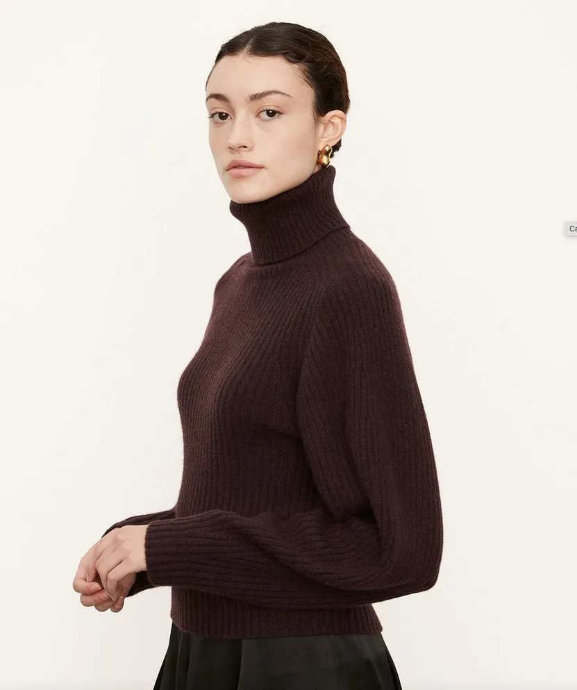 Vince Chunky Open Back Plum Cashmere Turtleneck