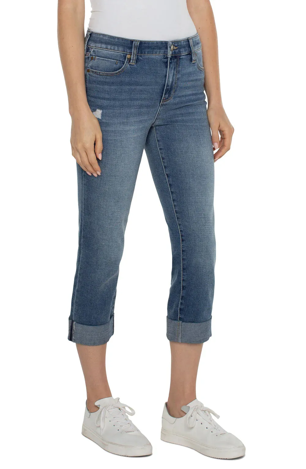 WIDE CROP ROLLED CUFF JEAN
