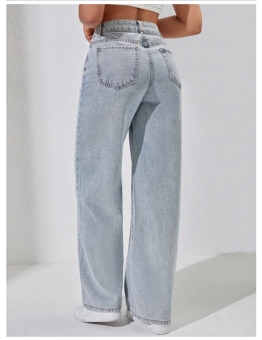Women Casual Jeans Loose High Waist Wide Leg Trousers Street Denim Source