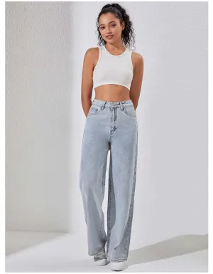 Women Casual Jeans Loose High Waist Wide Leg Trousers Street Denim Source