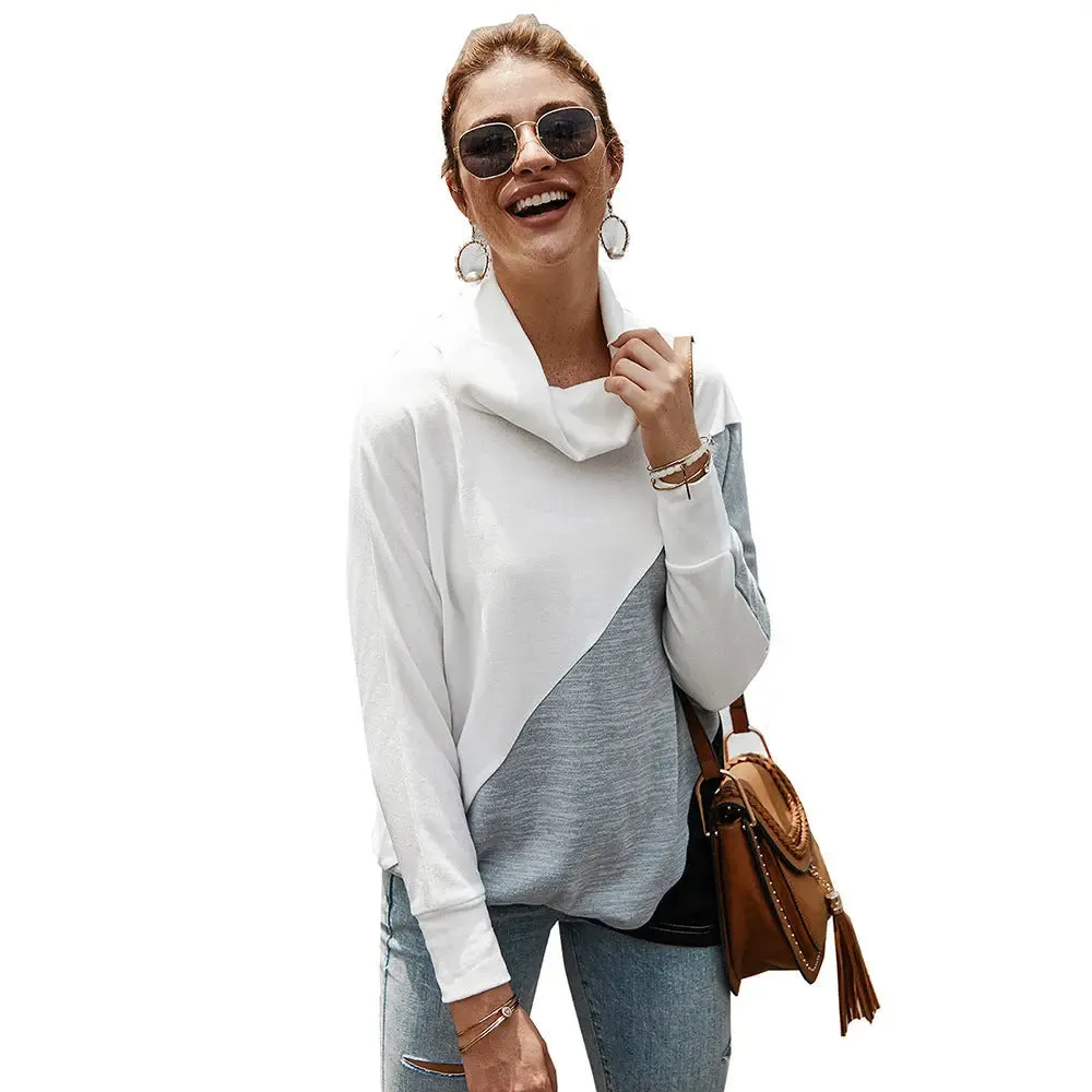 Women's Geometric Stitching Top T-shirt Bottoming Sweatshirt