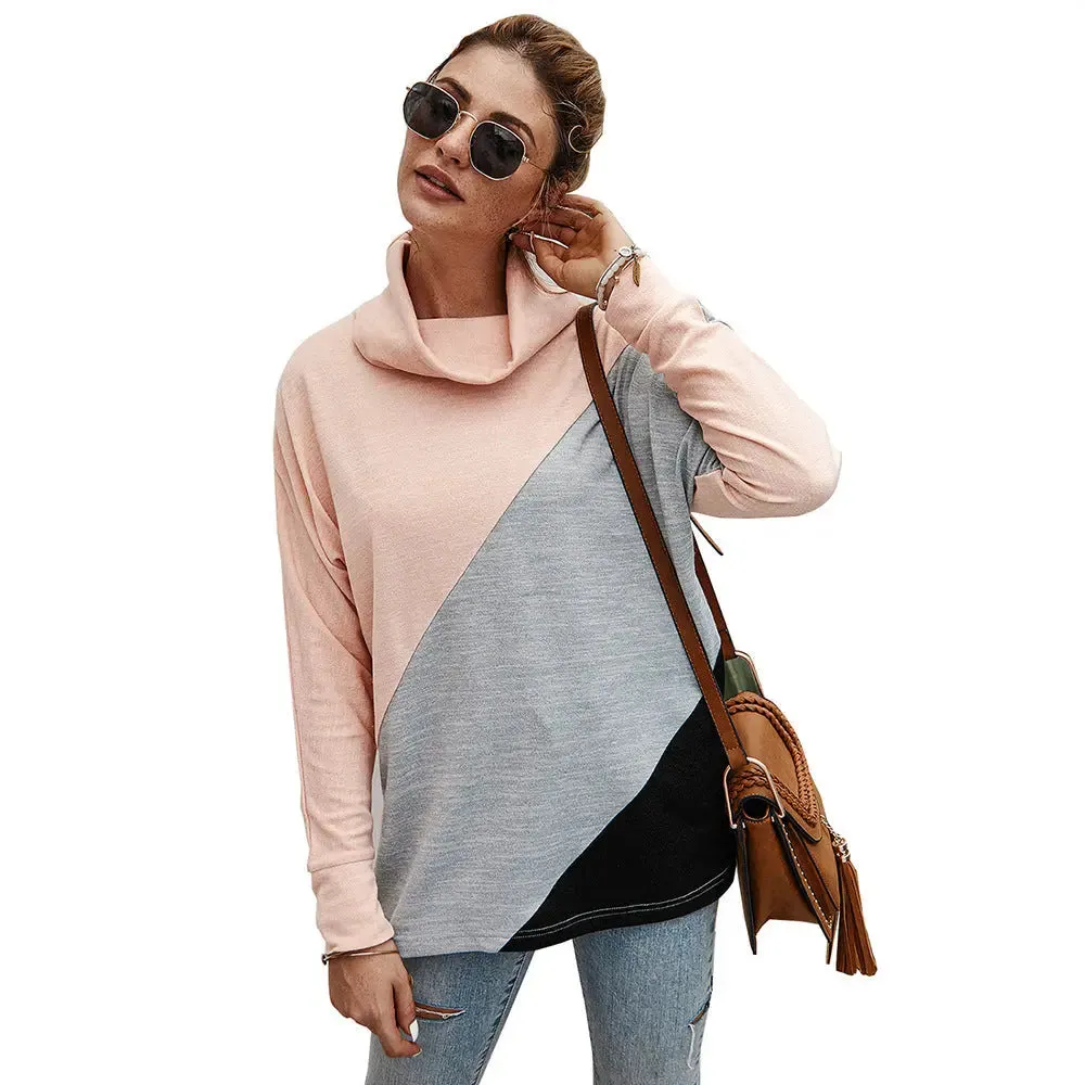 Women's Geometric Stitching Top T-shirt Bottoming Sweatshirt