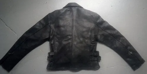 Women's Leather Motorcycle Jacket with Side Buckles