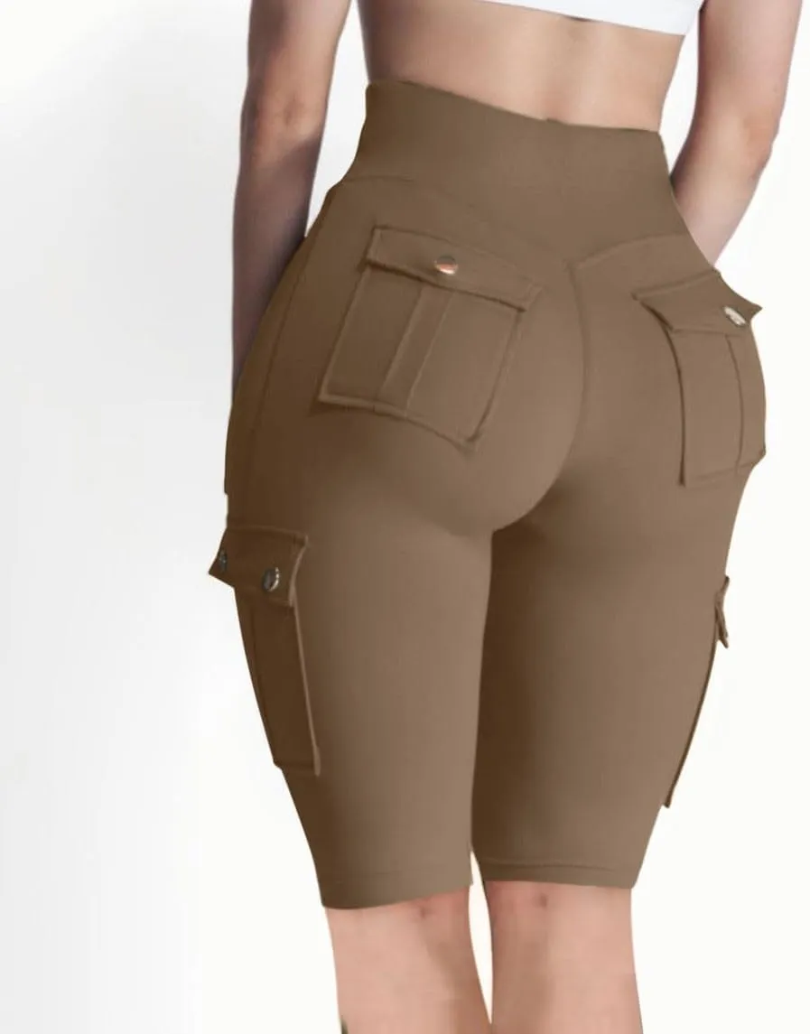 Workout Shorts Women with Pockets High Waisted Tummy Control Cargo Shorts Butt Lift 4-Way Stretch Athletic Shorts