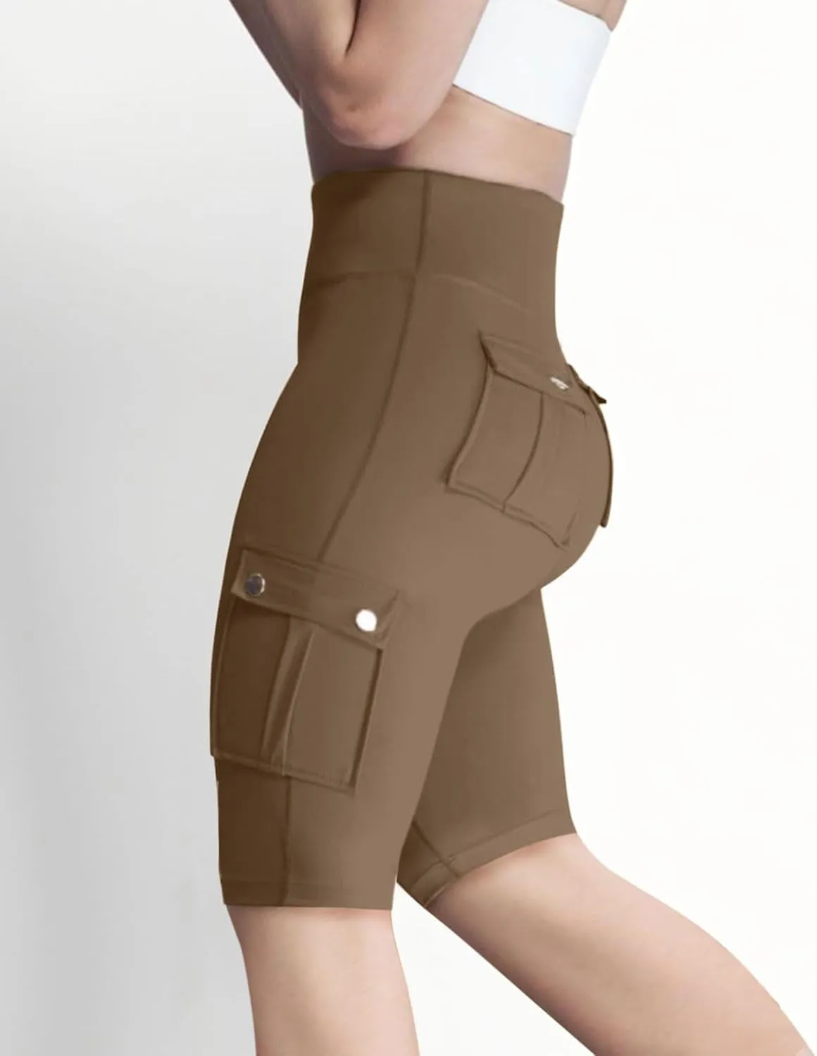 Workout Shorts Women with Pockets High Waisted Tummy Control Cargo Shorts Butt Lift 4-Way Stretch Athletic Shorts