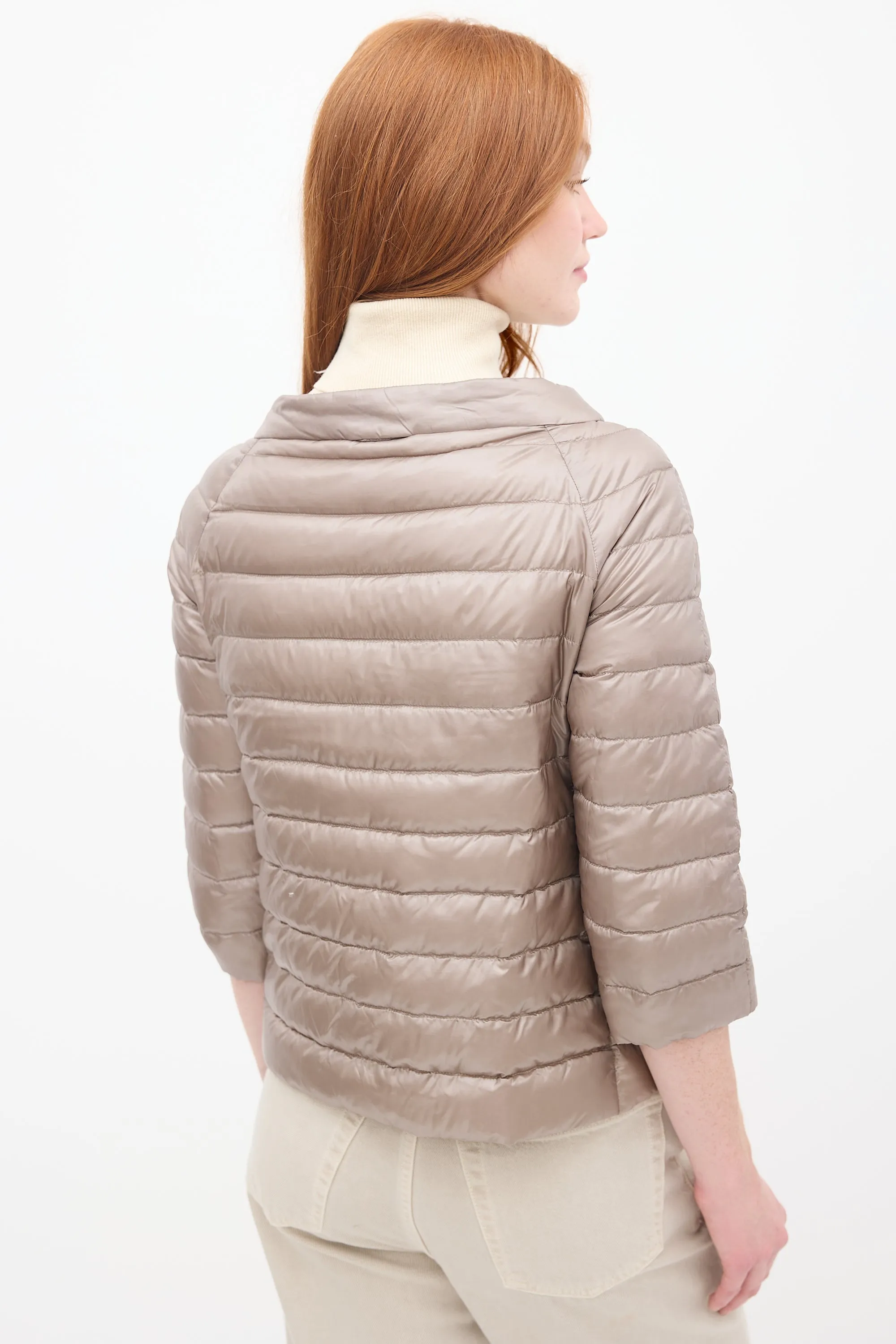 Yellow & Grey Down Reversible Puffer Jacket